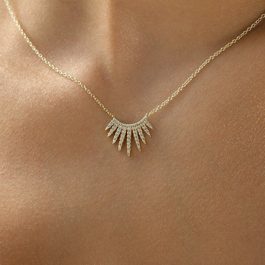 Solid Gold Round Cut Diamond lab grown diamond Necklace in Gold - Doozy Diamonds