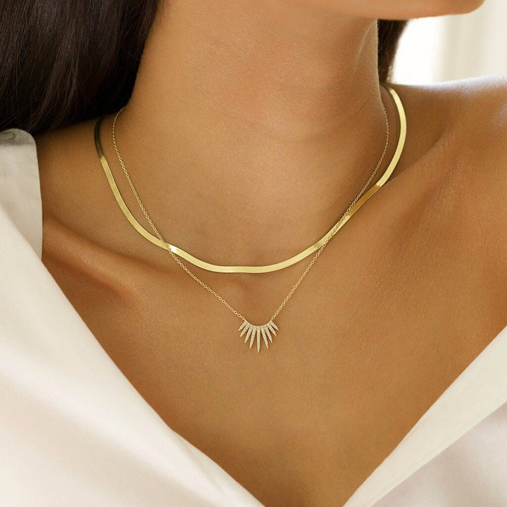 Solid Gold Round Cut Diamond lab grown diamond Necklace in Gold - Doozy Diamonds