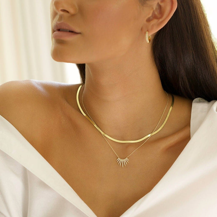 Solid Gold Round Cut Diamond lab grown diamond Necklace in Gold - Doozy Diamonds