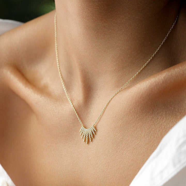 Solid Gold Round Cut Diamond lab grown diamond Necklace in Gold - Doozy Diamonds
