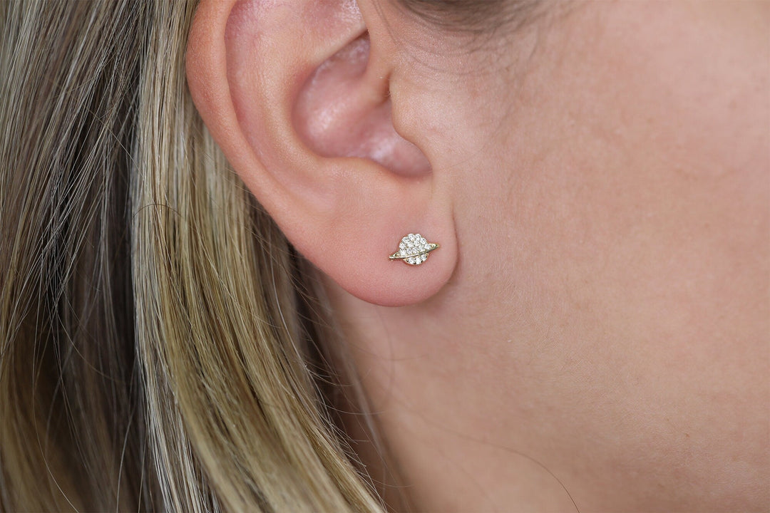 0.13CT Round Saturn lab grown diamonds Stud Earrings For Women - Doozy Diamonds