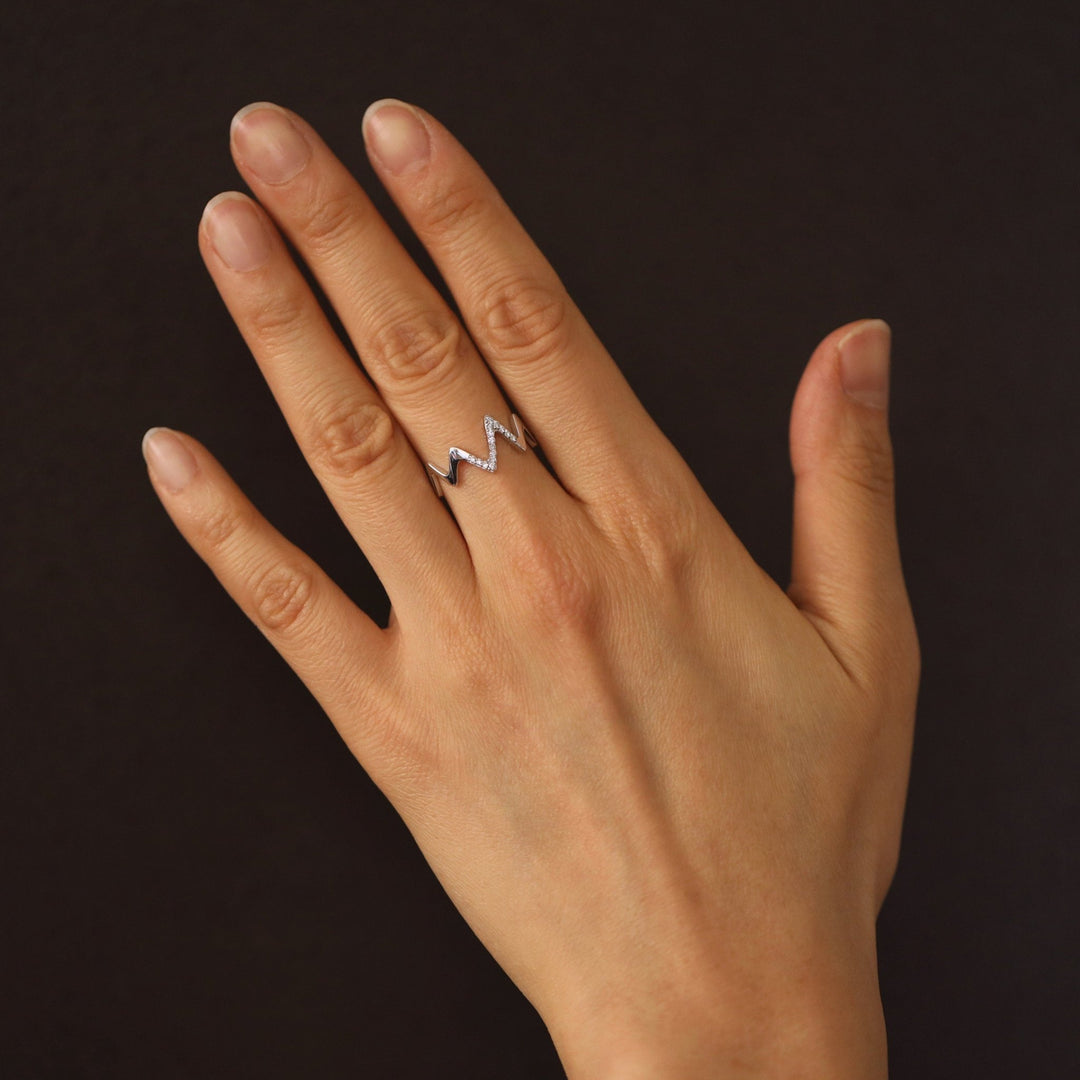 0.16CT Round Zig Zag lab grown diamonds Wedding Band For Women - Doozy Diamonds