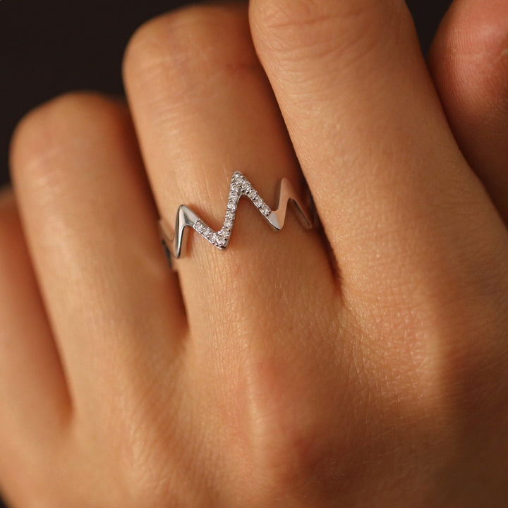 0.16CT Round Zig Zag lab grown diamonds Wedding Band For Women - Doozy Diamonds