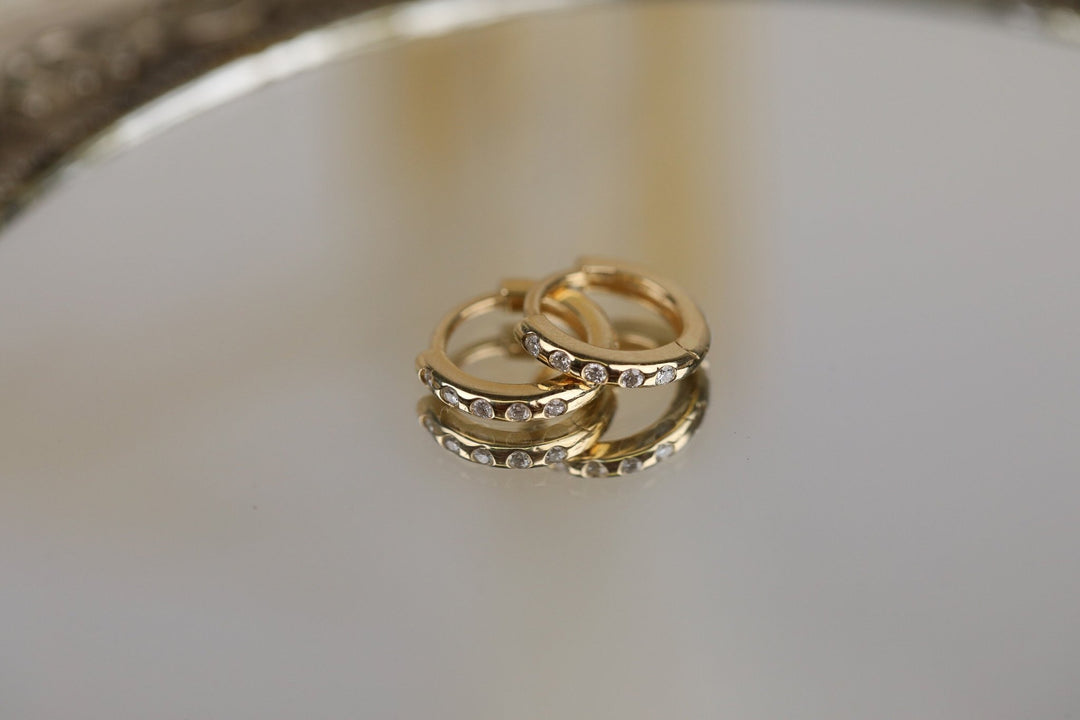 0.2CT Round Flush Setting lab grown diamonds Huggie Hoop Earrings - Doozy Diamonds