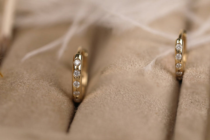 0.2CT Round Flush Setting lab grown diamonds Huggie Hoop Earrings - Doozy Diamonds