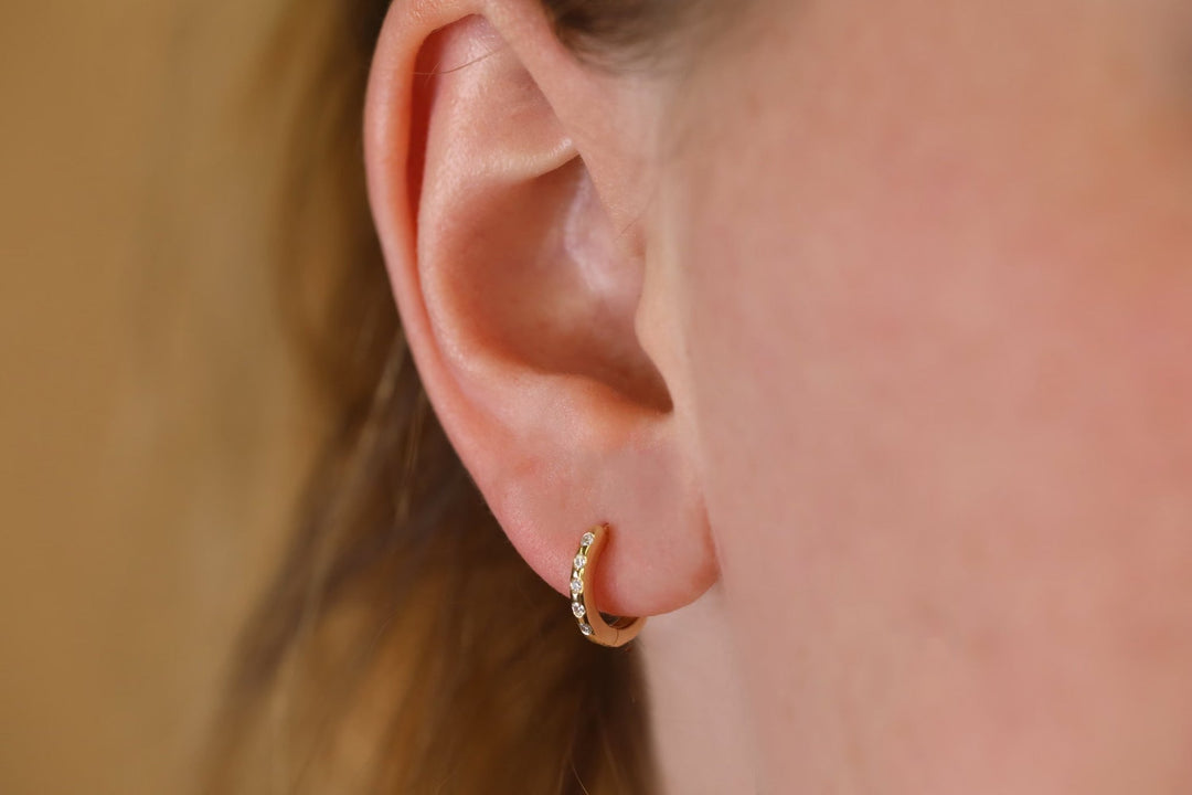 0.2CT Round Flush Setting lab grown diamonds Huggie Hoop Earrings - Doozy Diamonds