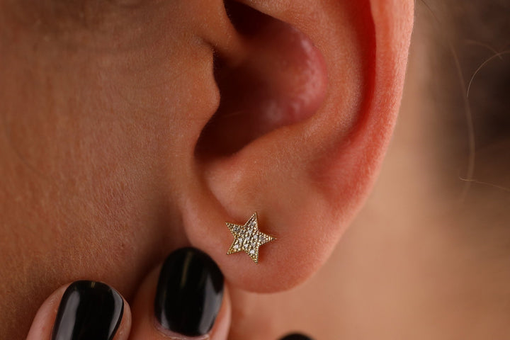 0.2CT Round Star Shaped lab grown diamonds Stud Earrings In Solid Gold - Doozy Diamonds