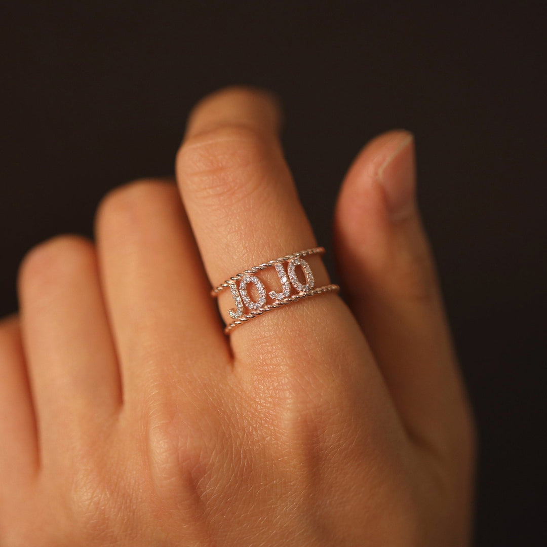 0.22CT Initial Braided lab grown diamonds Double Wedding Band - Doozy Diamonds