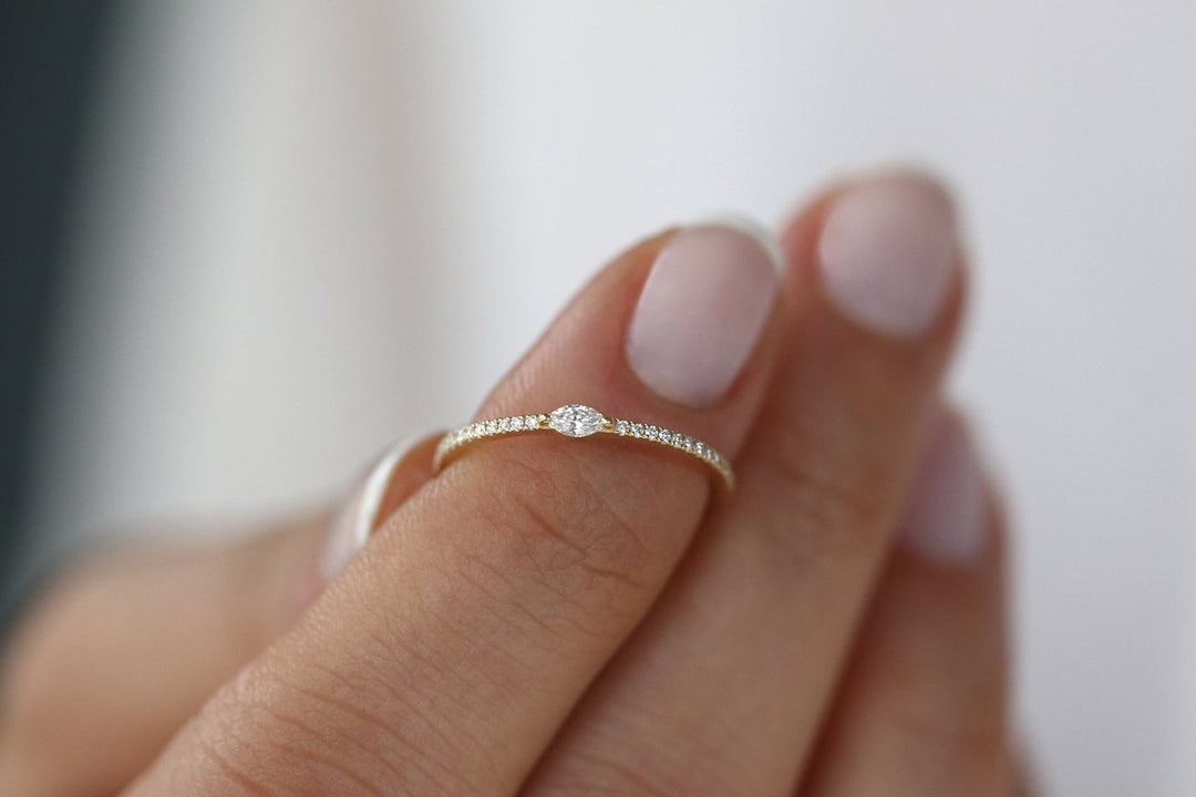 Marquise & Round Cut Diamond Engagement Ring for Her - Doozy Diamonds