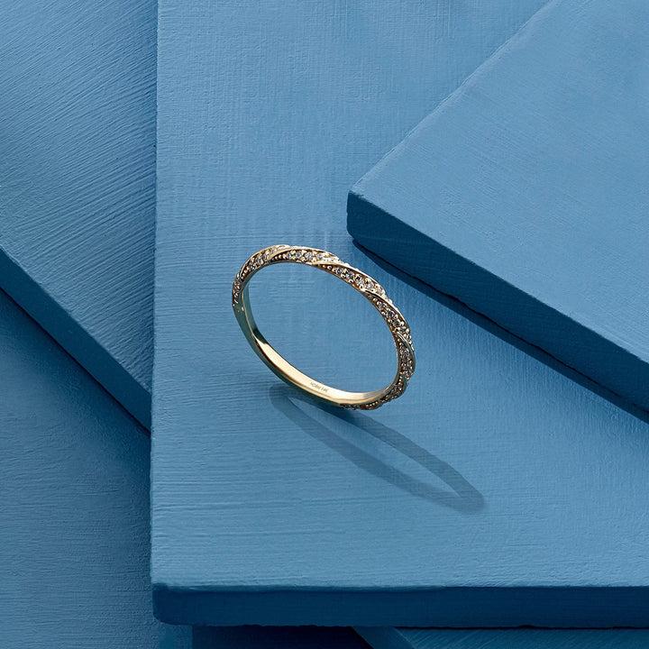 Round Cut Twisted lab grown diamond Wedding Ring In 10K Gold - Doozy Diamonds