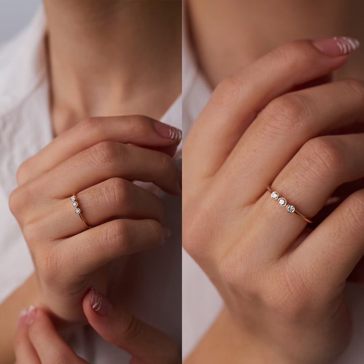 Three Stone Round Cut Diamond Wedding Band for Women - Doozy Diamonds