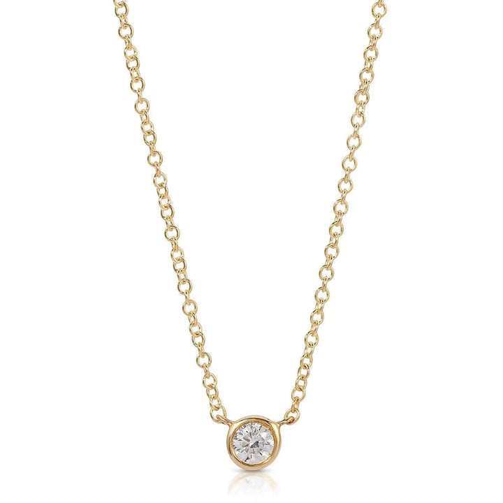 Bezel Set Round Cut Diamond Necklace for Women - Doozy Diamonds