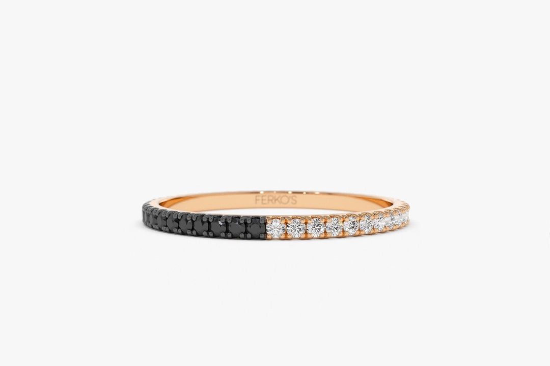Round Cut Half Black Half White Diamond Full Eternity Band for Her - Doozy Diamonds