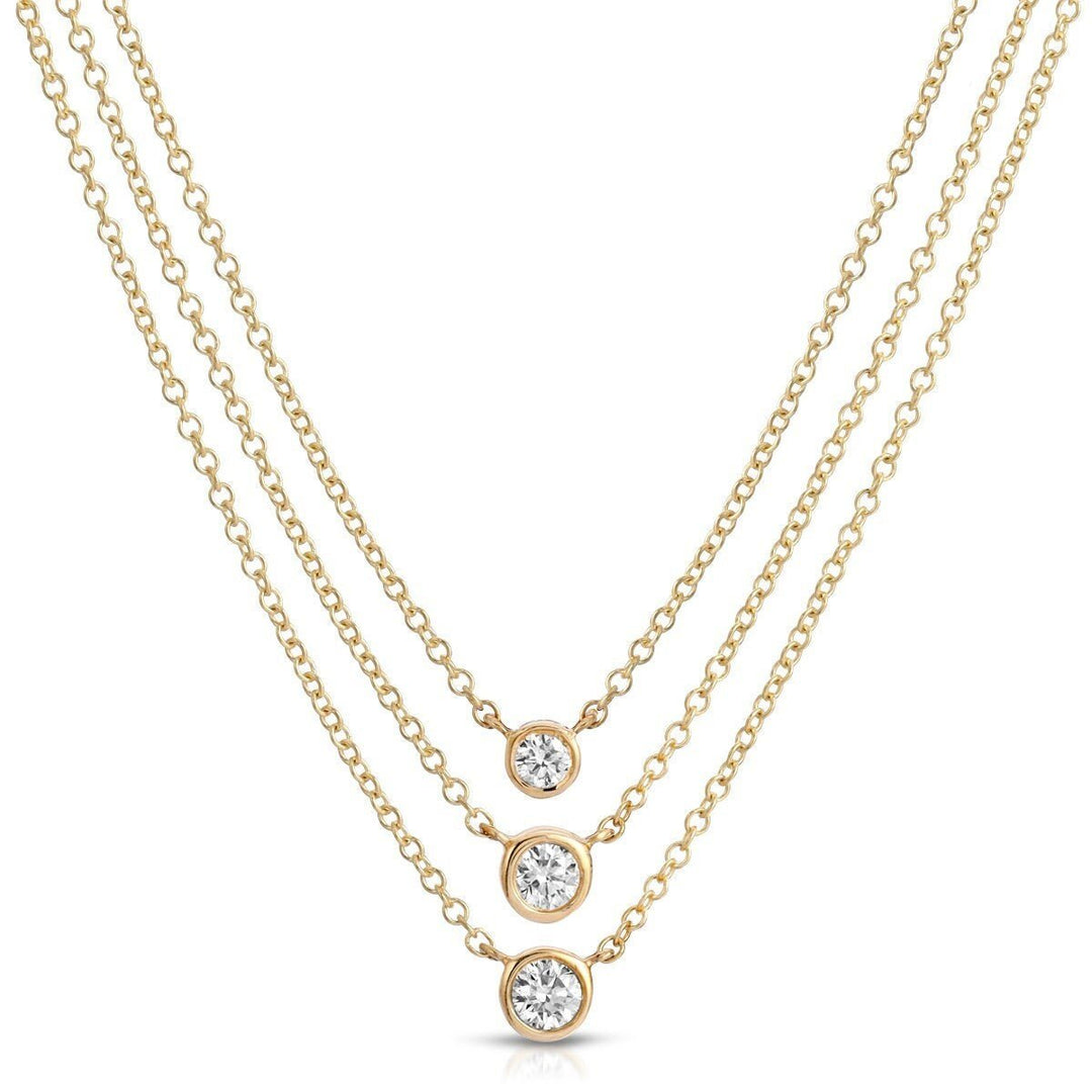 Bezel Set Round Cut Diamond Necklace for Women - Doozy Diamonds
