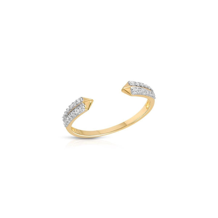 Round Cut Diamond 14k Gold Pave Open Claw Wedding Ring - Doozy Diamonds