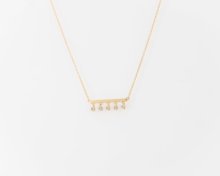 Bezel set Round Cut Diamond Bar Necklace for Her - Doozy Diamonds