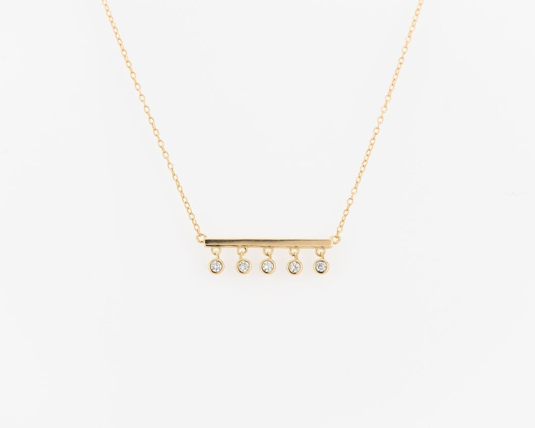 Bezel set Round Cut Diamond Bar Necklace for Her - Doozy Diamonds