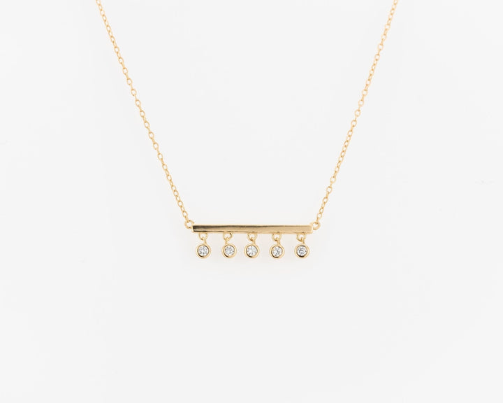 Bezel set Round Cut Diamond Bar Necklace for Her - Doozy Diamonds