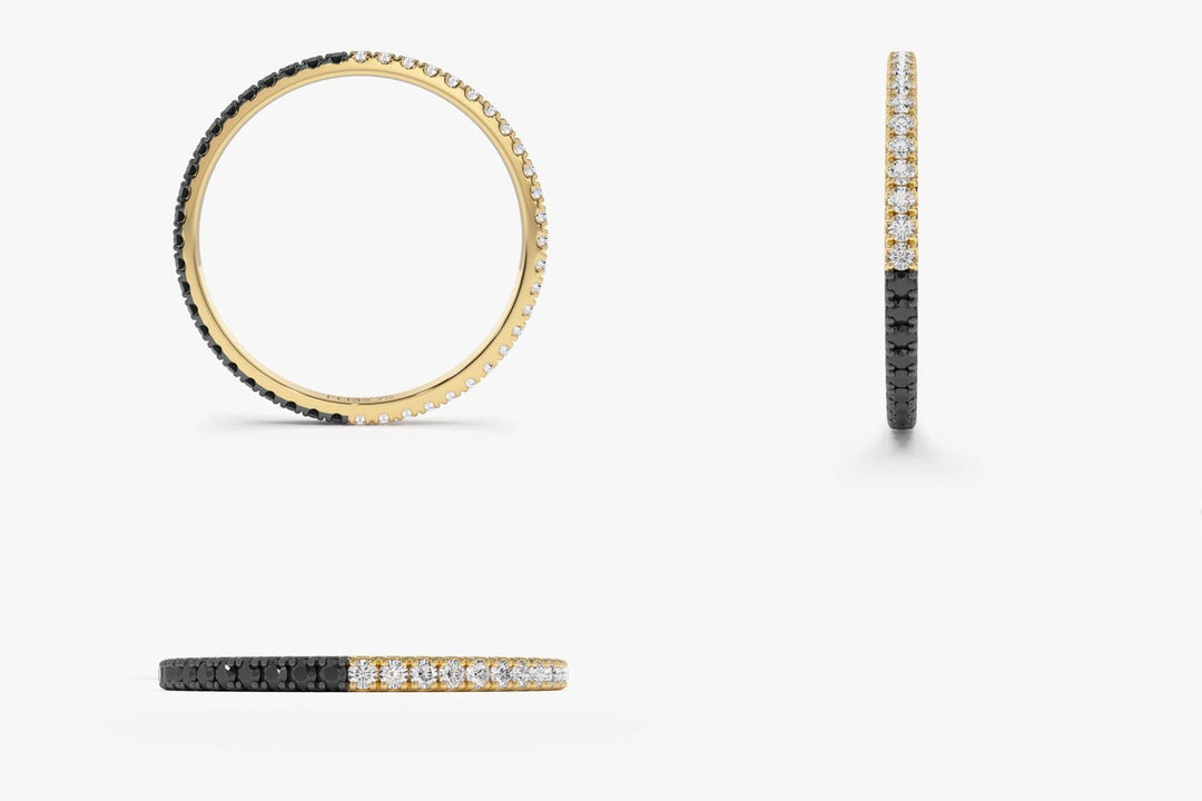 Round Cut Half Black Half White Diamond Full Eternity Band for Her - Doozy Diamonds