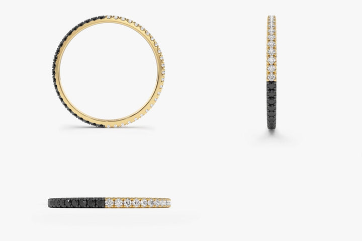 Round Cut Half Black Half White Diamond Full Eternity Band for Her - Doozy Diamonds