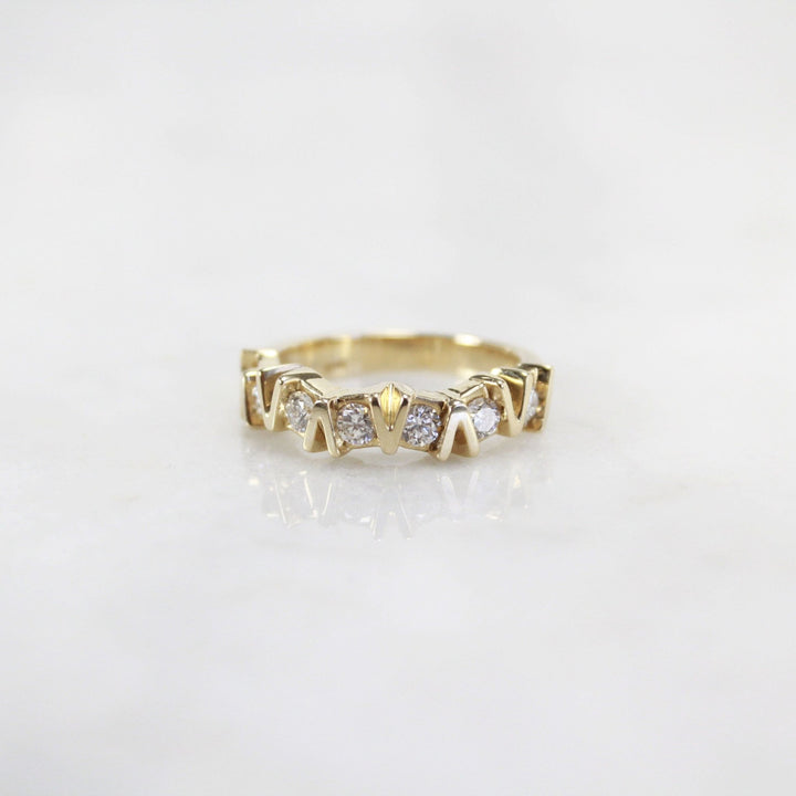 Round Cut Unique Diamond Wedding Band for Her - Doozy Diamonds
