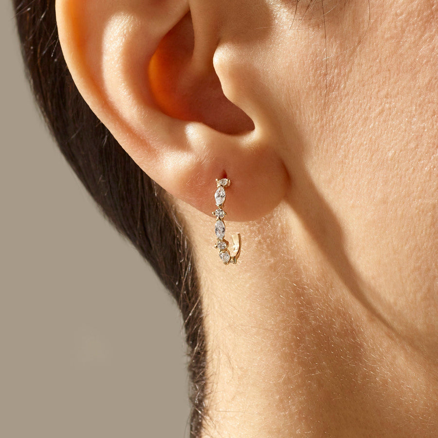 0.52CT Round & Marquise Half Hoop lab grown diamonds Earrings For Women - Doozy Diamonds