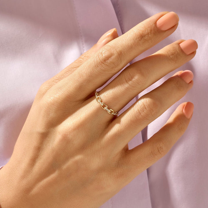 Link Chain Diamond lab grown diamond Wedding Band in 18K Gold - Doozy Diamonds
