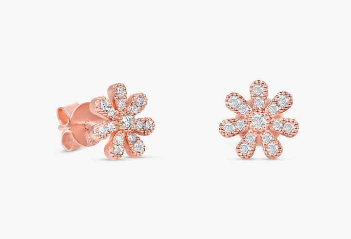 0.18CT Round Floral lab grown diamonds Stud Earrings For Women - Doozy Diamonds