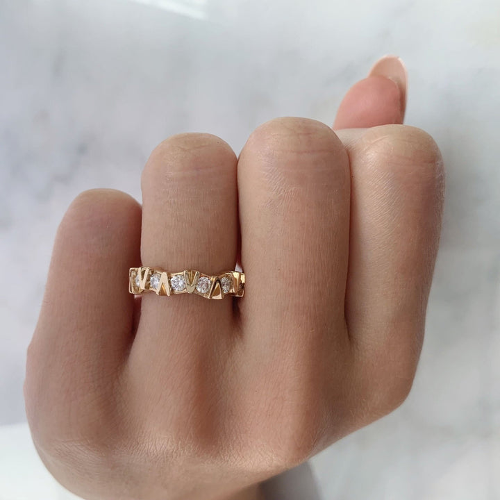 Round Cut Unique Diamond Band for Birthday Gift for Wife - Doozy Diamonds