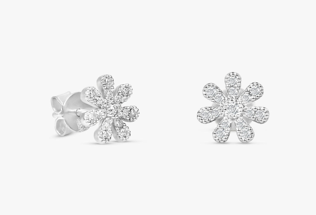 0.18CT Round Floral lab grown diamonds Stud Earrings For Women - Doozy Diamonds