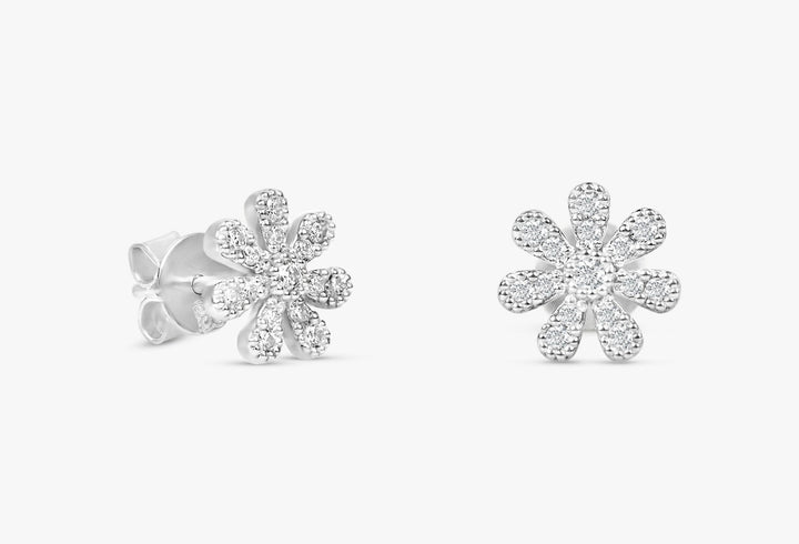 0.18CT Round Floral lab grown diamonds Stud Earrings For Women - Doozy Diamonds