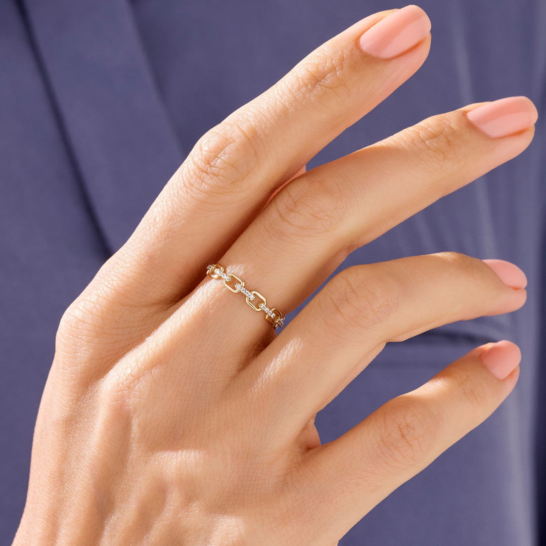 Link Chain Diamond lab grown diamond Wedding Band in 18K Gold - Doozy Diamonds