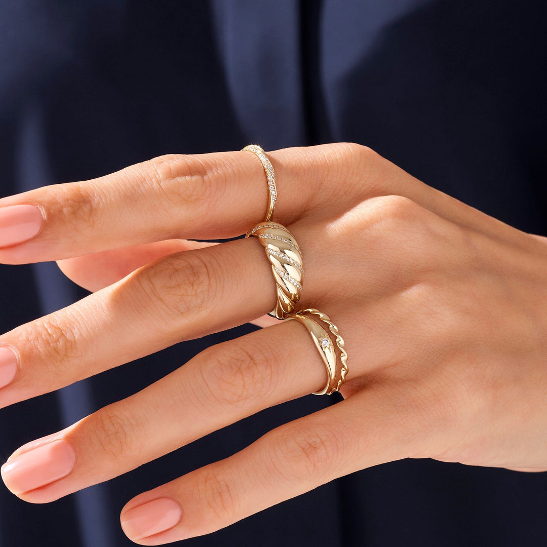 Round Cut Twisted lab grown diamond Wedding Ring In 10K Gold - Doozy Diamonds