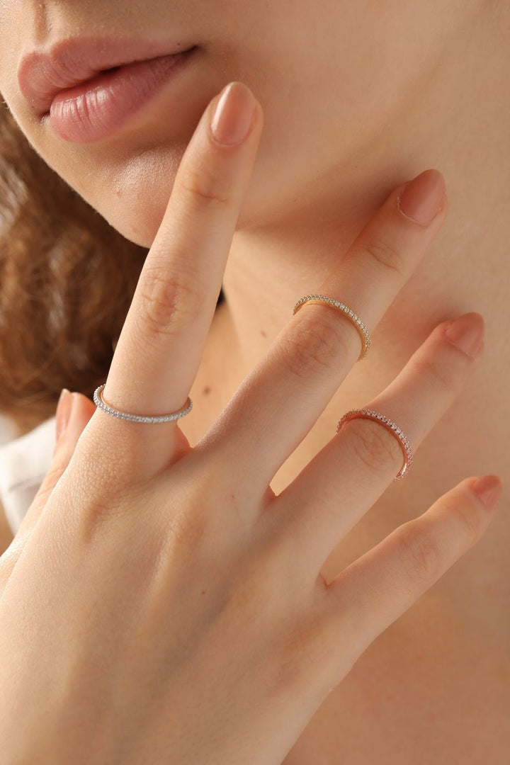 14K Gold Full Eternity Diamond lab grown diamond Wedding Band - Doozy Diamonds