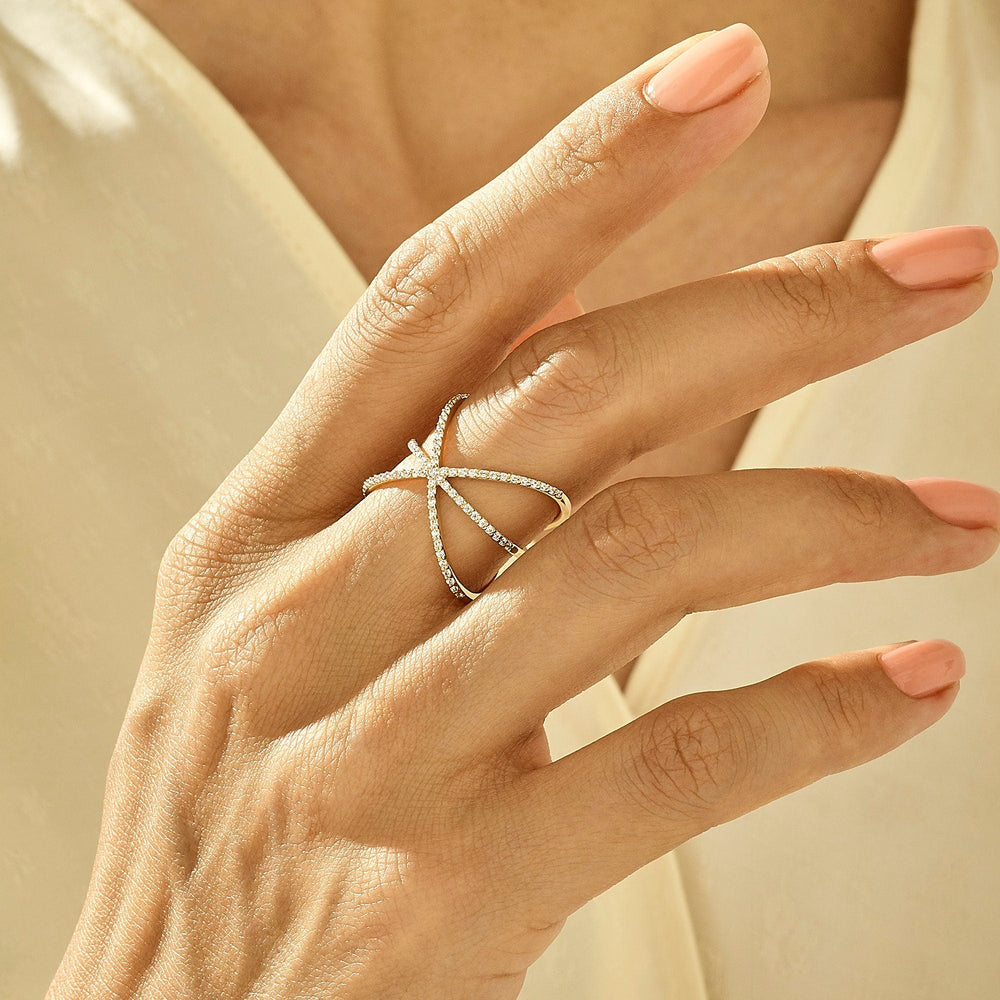 1.5CT Round Criss Cross lab grown diamonds Wedding Band For Women - Doozy Diamonds