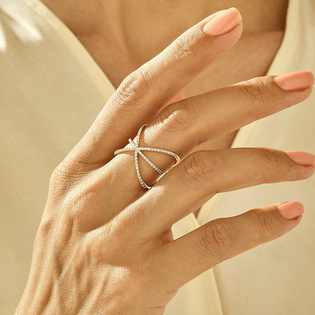 1.5CT Round Criss Cross lab grown diamonds Wedding Band For Women - Doozy Diamonds