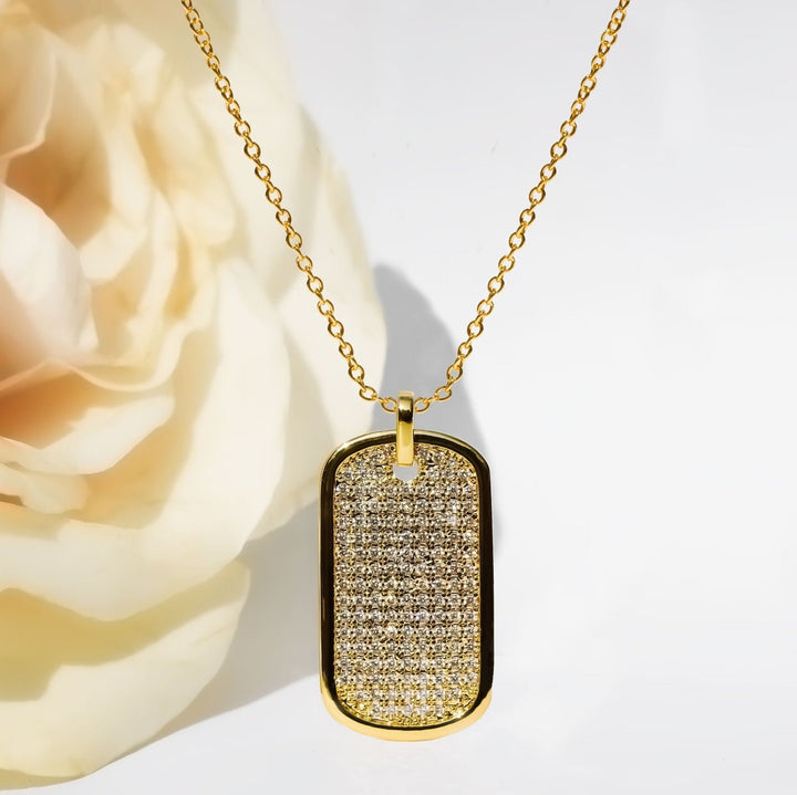 Dog Tag Pendant Diamond Necklace Gift for Her - Doozy Diamonds