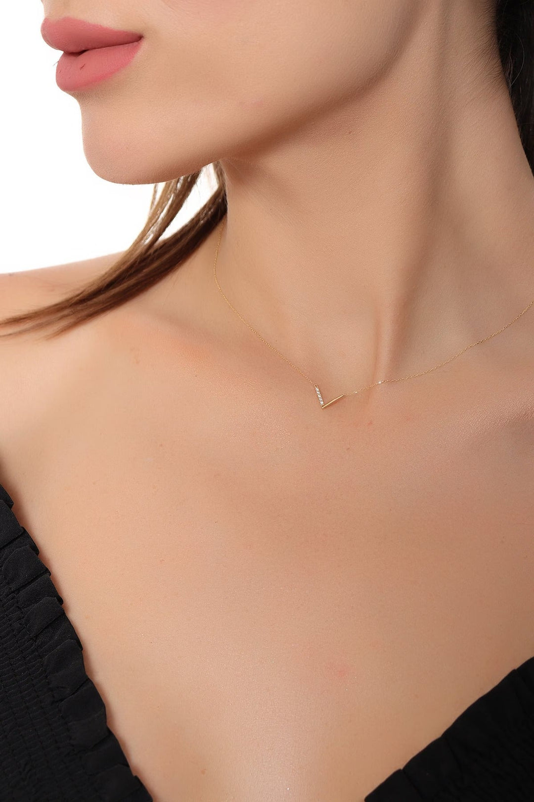 Elegant Gold Diamond Necklace V Shaped Necklace for Her - Doozy Diamonds