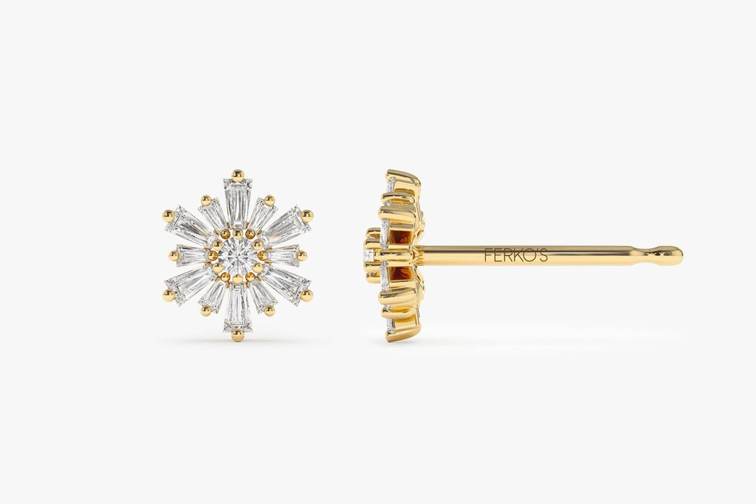 1.5CT Round & Baguette lab grown diamonds Stud Earring For Women - Doozy Diamonds