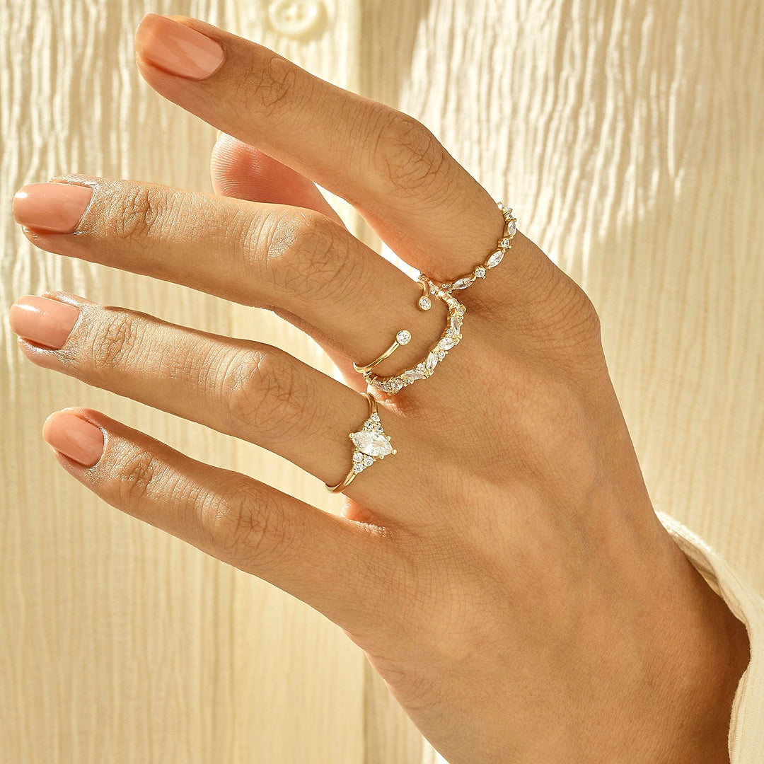 Round & Marquise Cut Diamond Cluster Wedding Band for Her - Doozy Diamonds