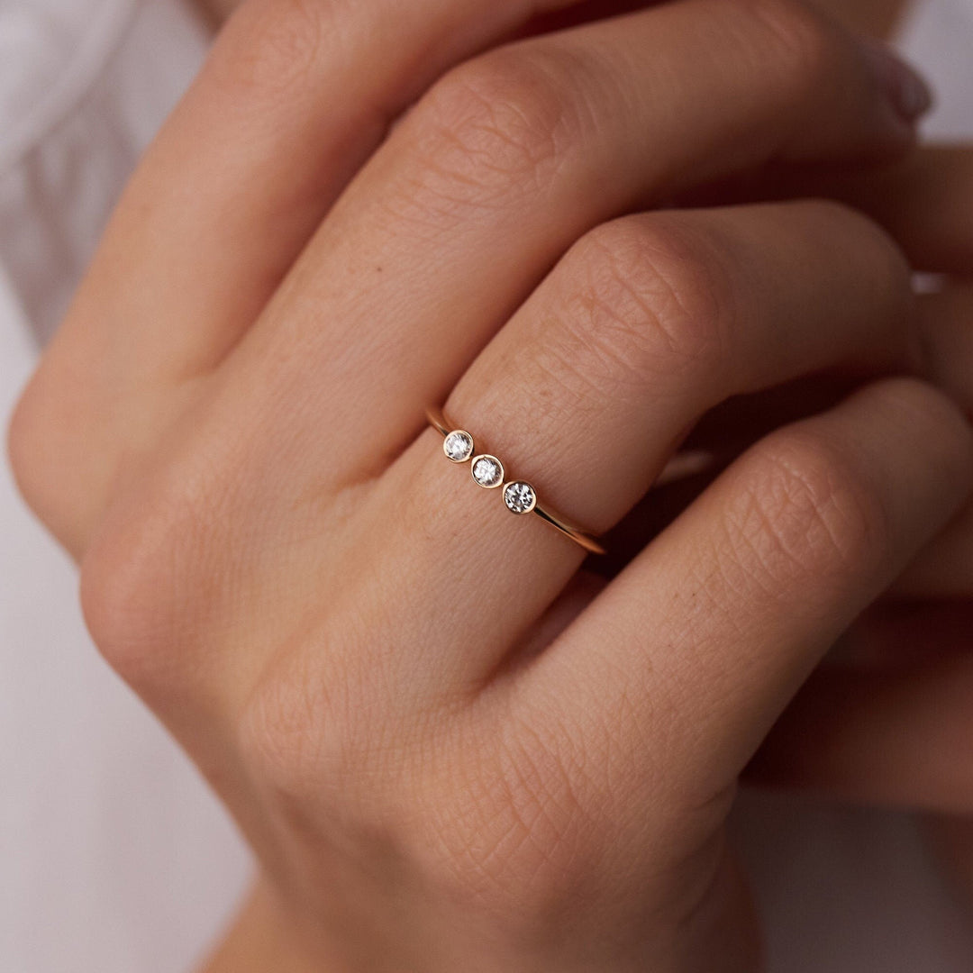 Three Stone Round Cut Diamond Wedding Band for Women - Doozy Diamonds