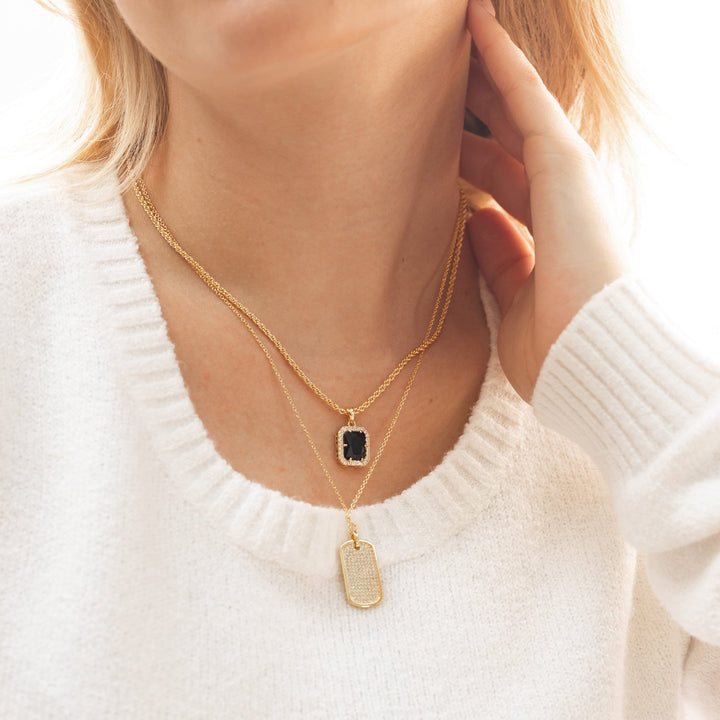 Dog Tag Pendant Diamond Necklace Gift for Her - Doozy Diamonds