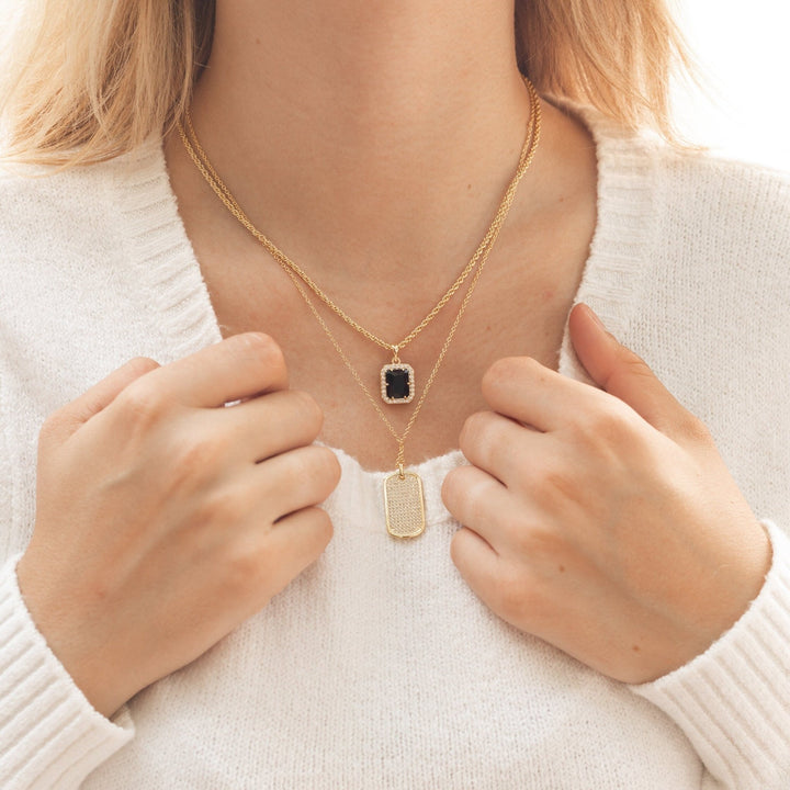 Dog Tag Pendant Diamond Necklace Gift for Her - Doozy Diamonds