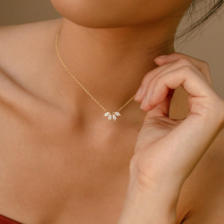 Marquise Cut Four Stone lab grown diamonds Necklace for Women - Doozy Diamonds