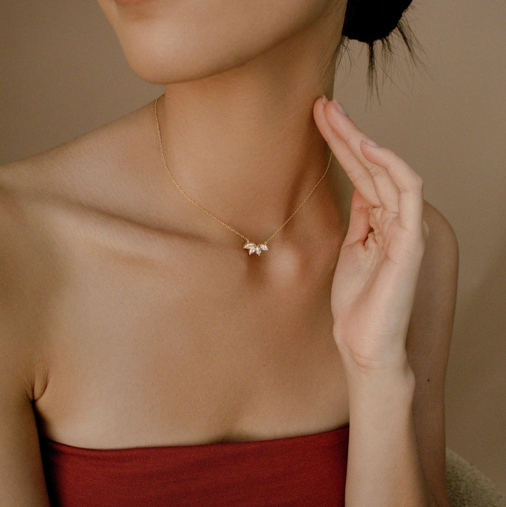 Marquise Cut Four Stone lab grown diamonds Necklace for Women - Doozy Diamonds
