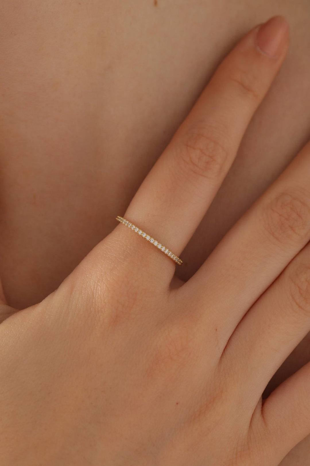 14K Gold Full Eternity Diamond lab grown diamond Wedding Band - Doozy Diamonds