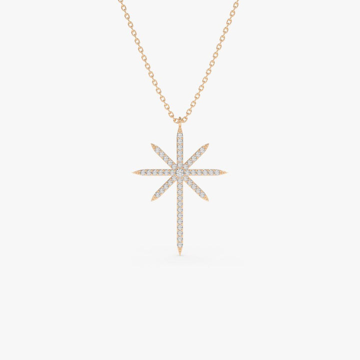 Round Diamond North Star Necklace for Her in 14K Gold - Doozy Diamonds