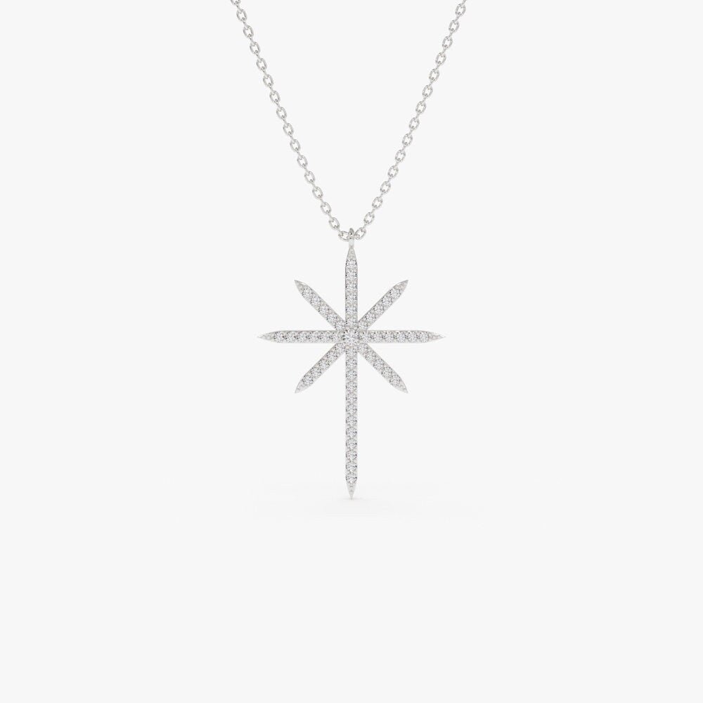 Round Diamond North Star Necklace for Her in 14K Gold - Doozy Diamonds