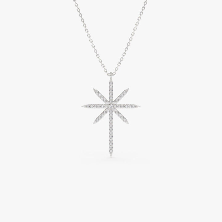 Round Diamond North Star Necklace for Her in 14K Gold - Doozy Diamonds