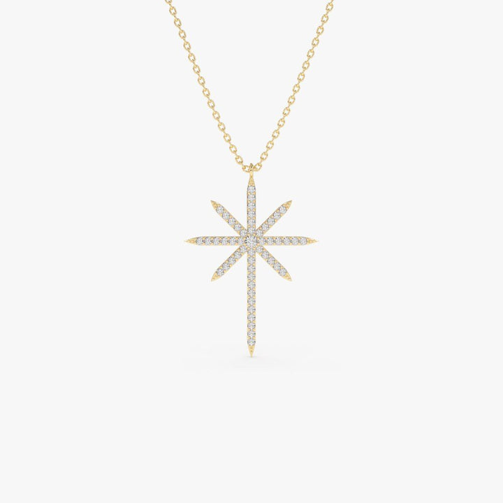 Round Diamond North Star Necklace for Her in 14K Gold - Doozy Diamonds